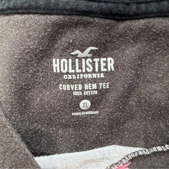 Hollister Mens Floral Ombre Short Sleeve Tee XL Black Pink Cotton Streetwear - Picture 2 of 7